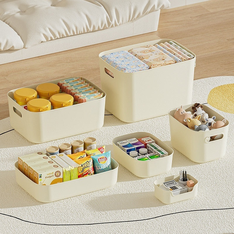 Cream Style Household Storage Box With Lid Desktop Clothing Storage Box Large