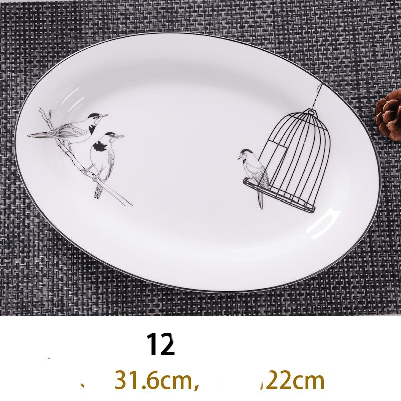 Bone China Dish Deep Plate Shallow Creative European Style