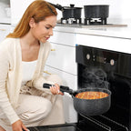 15Pcs Pots and Pans Set Non Stick, Cookware Sets with Detachable Handle, Nonstick RV Kitchen Cooking Set Removable Handles, Oven Safe, Induction Fast, Stackable Non-stick Set, Black - Grand Goldman