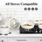 15Pcs Pots and Pans Set Non Stick, Cookware Sets with Detachable Handle, Nonstick RV Kitchen Cooking Set Removable Handles, Oven Safe, Induction Fast, Stackable Non-stick Set, Black - Grand Goldman