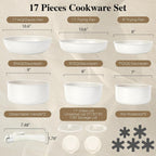 15Pcs Pots and Pans Set Non Stick, Cookware Sets with Detachable Handle, Nonstick RV Kitchen Cooking Set Removable Handles, Oven Safe, Induction Fast, Stackable Non-stick Set, Black - Grand Goldman