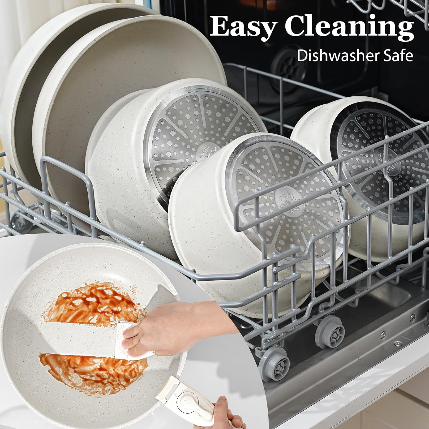 15Pcs Pots and Pans Set Non Stick, Cookware Sets with Detachable Handle, Nonstick RV Kitchen Cooking Set Removable Handles, Oven Safe, Induction Fast, Stackable Non-stick Set, Black - Grand Goldman