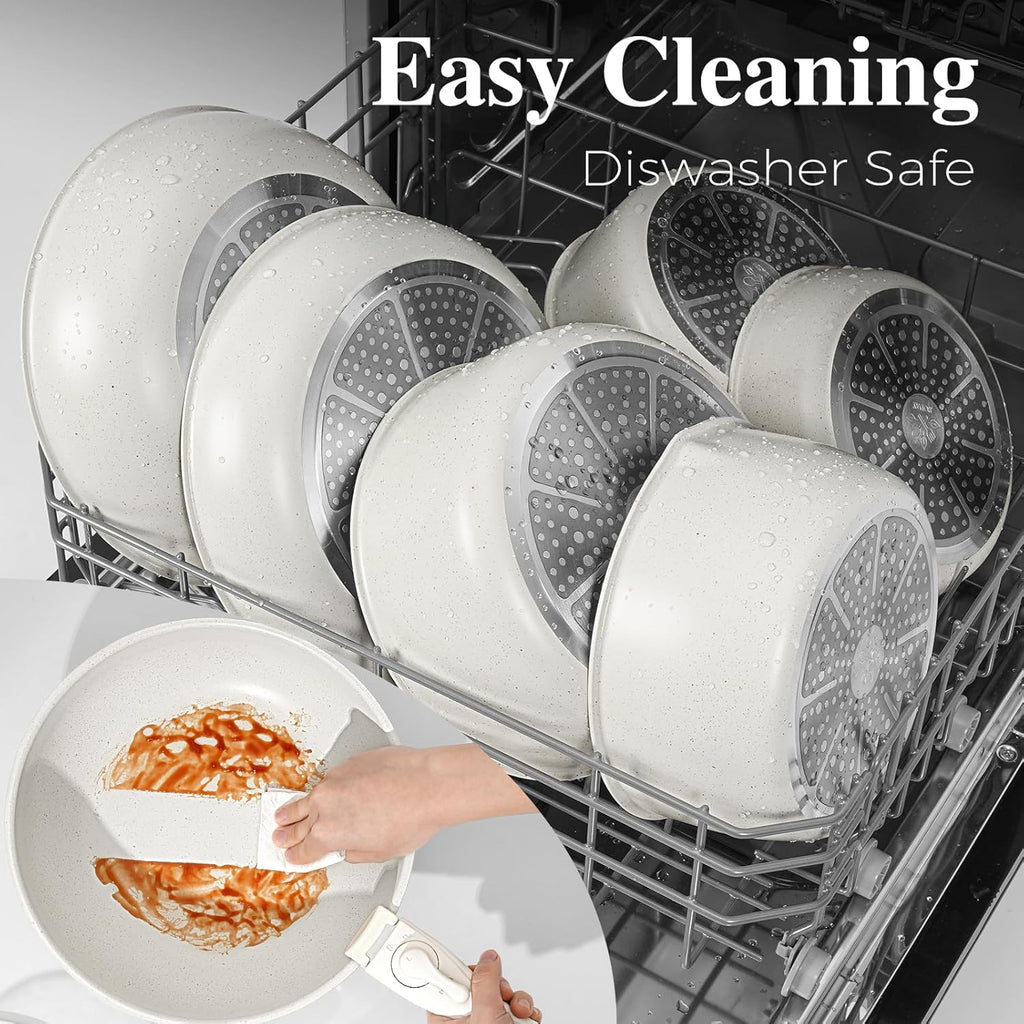 15Pcs Pots and Pans Set Non Stick, Cookware Sets with Detachable Handle, Nonstick RV Kitchen Cooking Set Removable Handles, Oven Safe, Induction Fast, Stackable Non-stick Set, Black - Grand Goldman