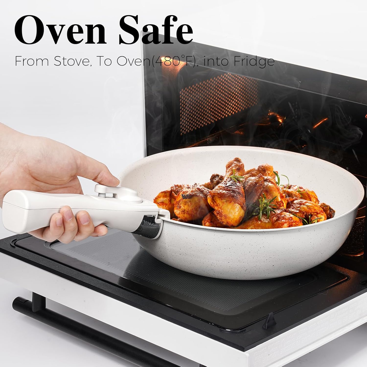 15Pcs Pots and Pans Set Non Stick, Cookware Sets with Detachable Handle, Nonstick RV Kitchen Cooking Set Removable Handles, Oven Safe, Induction Fast, Stackable Non-stick Set, Black - Grand Goldman