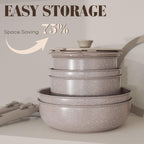 15Pcs Pots and Pans Set Non Stick, Cookware Sets with Detachable Handle, Nonstick RV Kitchen Cooking Set Removable Handles, Oven Safe, Induction Fast, Stackable Non-stick Set, Black - Grand Goldman