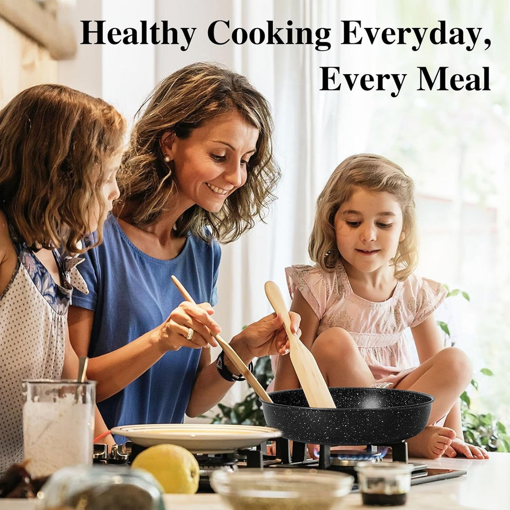 15Pcs Pots and Pans Set Non Stick, Cookware Sets with Detachable Handle, Nonstick RV Kitchen Cooking Set Removable Handles, Oven Safe, Induction Fast, Stackable Non-stick Set, Black - Grand Goldman