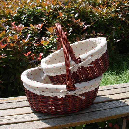 Wicker Basket Picnic Basket Gift Empty Oval Willow Woven Basket Easter Large Storage Wine Basket