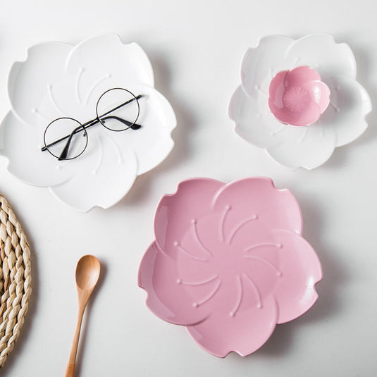 Japansk keramisk Sakura-tallerken Kreativ middagstallerken