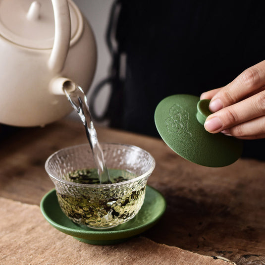 Green Tea Ceramic Hand-painted Gaiwan Kung Fu Tea Set