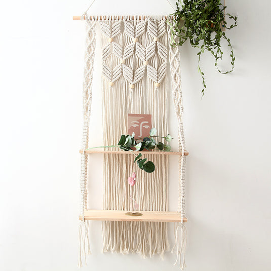 Shelf Woven Tapestry Rack Wall Hanging Wall Decoration Two-layer Cotton Rope Rack