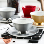 European Creative Phnom Penh Silver Edge Bone China Coffee Ceramic American Afternoon Tea Cup
