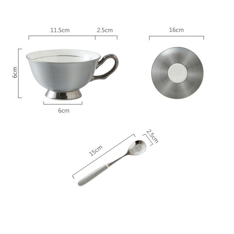 European Creative Phnom Penh Silver Edge Bone China Coffee Ceramic American Afternoon Tea Cup