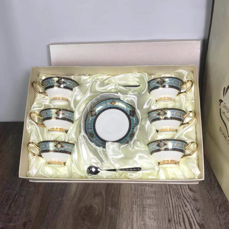 European-Style Bone China Hotel Coffee Cup And Saucer Set Flower Teapot British Afternoon Tea Cup Gift Box Customized Logo Gift