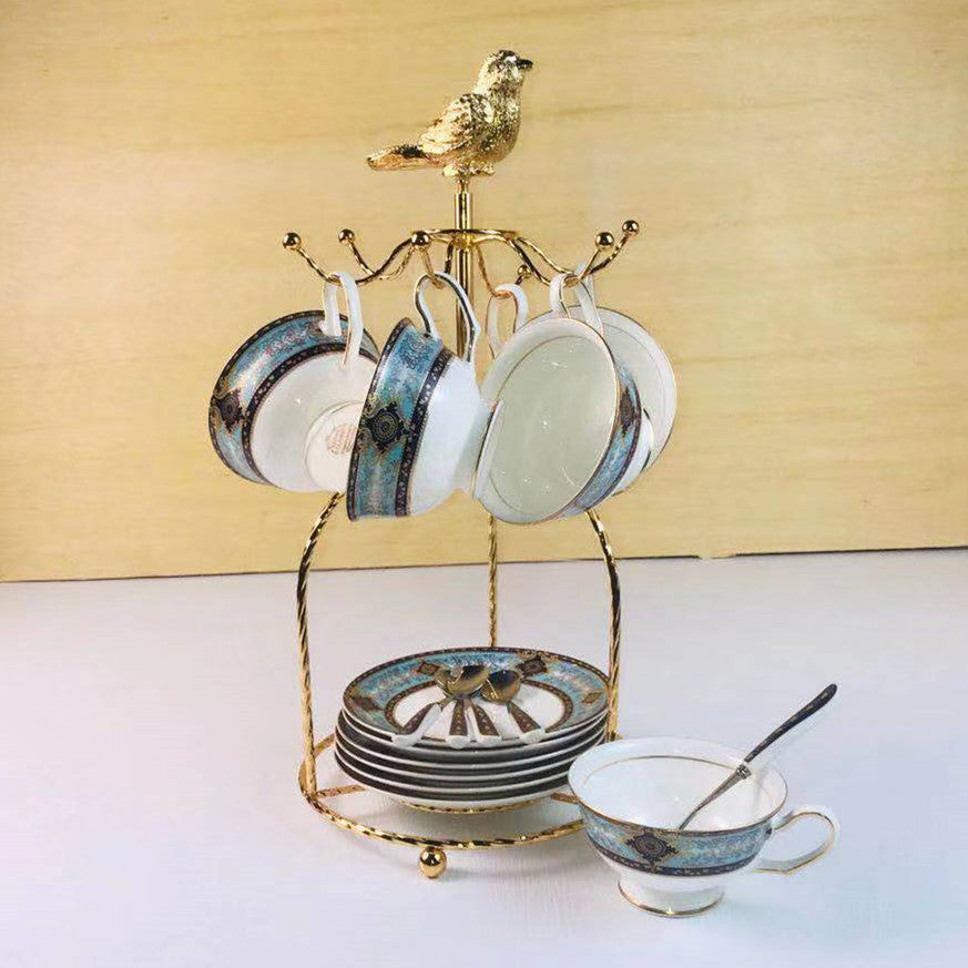 European-Style Bone China Hotel Coffee Cup And Saucer Set Flower Teapot British Afternoon Tea Cup Gift Box Customized Logo Gift