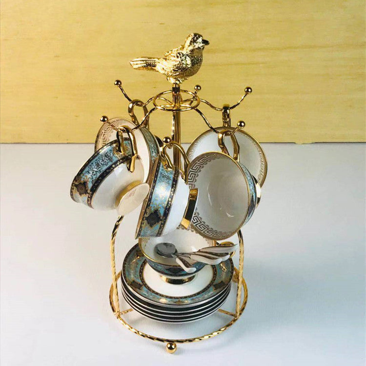 European-Style Bone China Hotel Coffee Cup And Saucer Set Flower Teapot British Afternoon Tea Cup Gift Box Customized Logo Gift