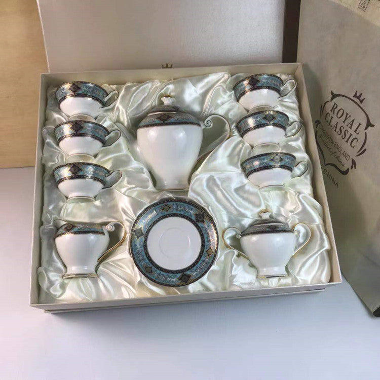 European-Style Bone China Hotel Coffee Cup And Saucer Set Flower Teapot British Afternoon Tea Cup Gift Box Customized Logo Gift