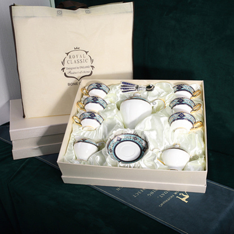 European-Style Bone China Hotel Coffee Cup And Saucer Set Flower Teapot British Afternoon Tea Cup Gift Box Customized Logo Gift