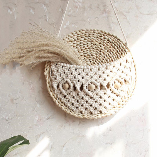 Ins Wall Decoration Mural Wall Hanging Hand-Woven Tapestry Pendant Creative Storage Bag Homestay Hanging Basket Flower Basket