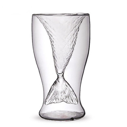Creative Mermaid Glass Cup Double Wine Glass for Whiskey Brandy Vodka Cocktail Beer Wine Juice