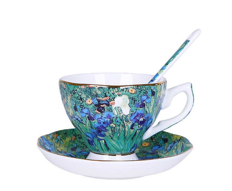Home European Small Luxury Van Gogh Ceramics Bone China Cup Tea Set