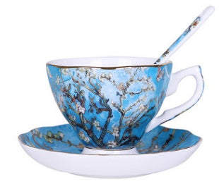Home European Small Luxury Van Gogh Ceramics Bone China Cup Tea Set