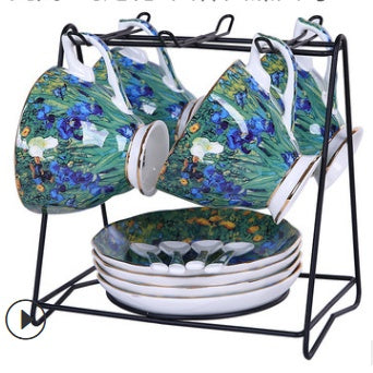Home European Small Luxury Van Gogh Ceramics Bone China Cup Tea Set