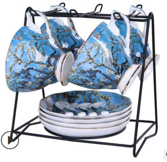 Home European Small Luxury Van Gogh Ceramics Bone China Cup Tea Set