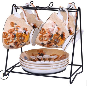 Home European Small Luxury Van Gogh Ceramics Bone China Cup Tea Set