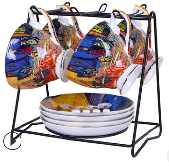 Home European Small Luxury Van Gogh Ceramics Bone China Cup Tea Set