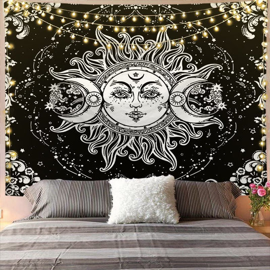 Mandala Tapestry for Home Decor White Black Sun And Moon Tapestry Wall Hanging Gossip Tapestries Bedroom Wall Covering