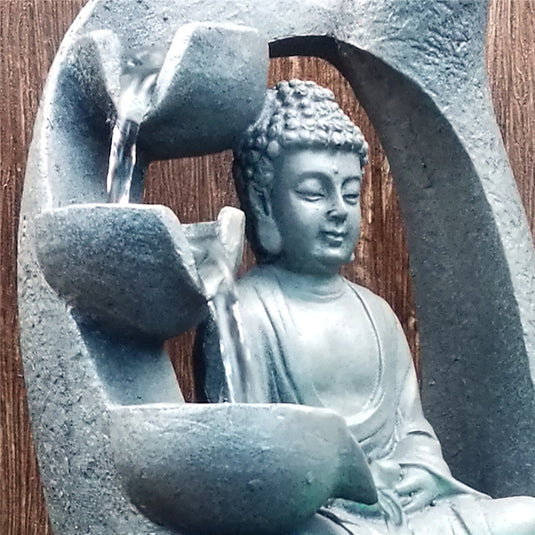 Statue de Bouddha créative en résine, ornements d'eau qui coule