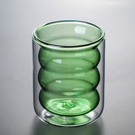 Tasse double en verre spiralé coloré
