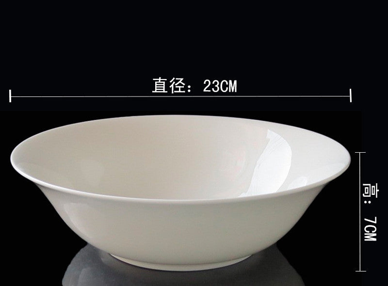 Jingdezhen Bone China Tableware Household High-Footed Eating Bowl Anti-Scalding 6-Inch Noodle Bowl 8-Inch Dinner Plate Large Soup Pot And Dish