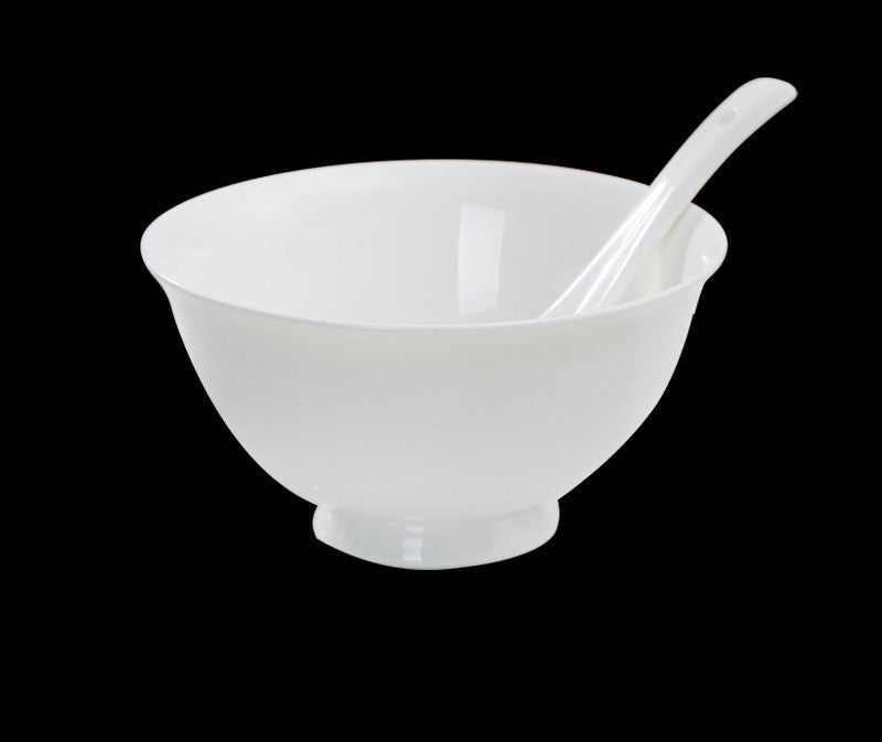 Jingdezhen Bone China Tableware Household High-Footed Eating Bowl Anti-Scalding 6-Inch Noodle Bowl 8-Inch Dinner Plate Large Soup Pot And Dish