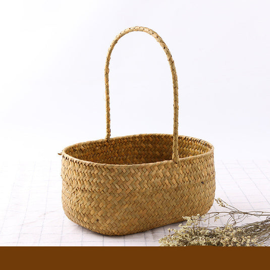 Seaweed Wicker Rattan Flower Basket Storage Table Top Organizer Gift Basket Decorative Storage Basket