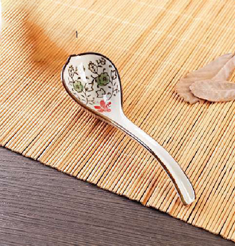 Japanese Hefeng Underglaze Color Hook Spoon Ceramic Long Handle Spoon Congee Soup Spoon Spoon Spoon Spoon Spoon Stirring Spoon Spoon Spoon