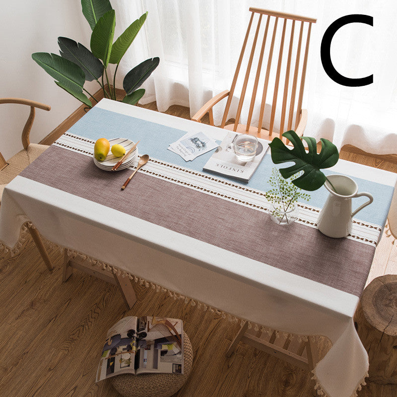 Imitation Cotton And Linen Coffee Table Rectangular Table Embroidered Tablecloth