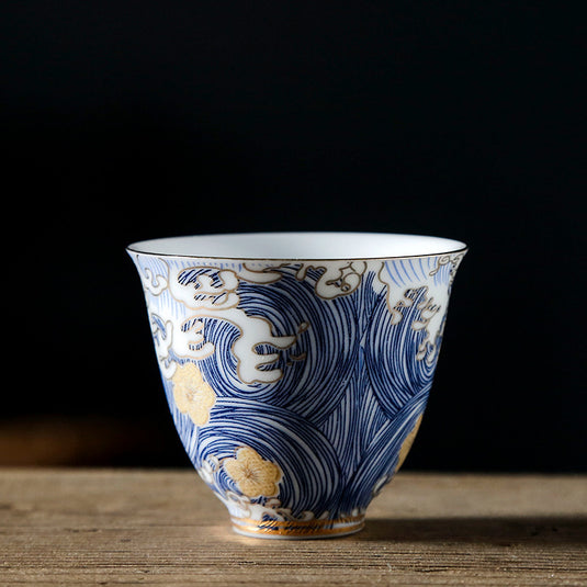 Japanese Kung Fu Tea Set Ceramic Grilled Flower