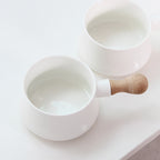 Nordic Simple Healthy Bone China Soup Bowl With Wooden Handle Milk Dessert Bowl Breakfast Bowl Noodle Bowl Household Ceramic Handle Bowl
