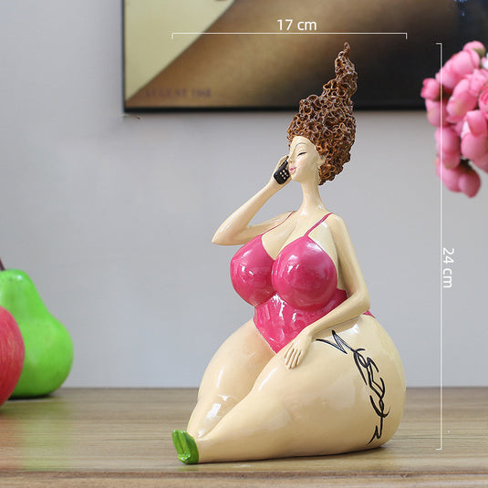 New Fat Lady Figurine Woman Ornament Home Decorations Girl Statue Sculpture