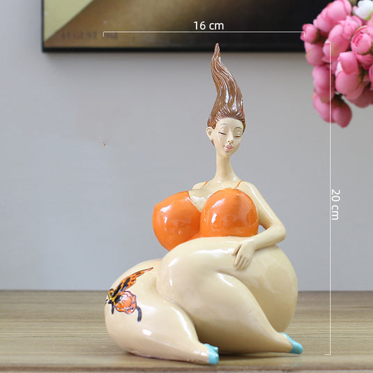 Ny Fat Lady Figur Kvinde Ornament Hjem Dekorationer Pige Statue Skulptur