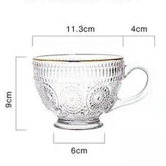 European Style Retro Embossed Phnom Penh Sunflower Glass Home Student With A Water Cup