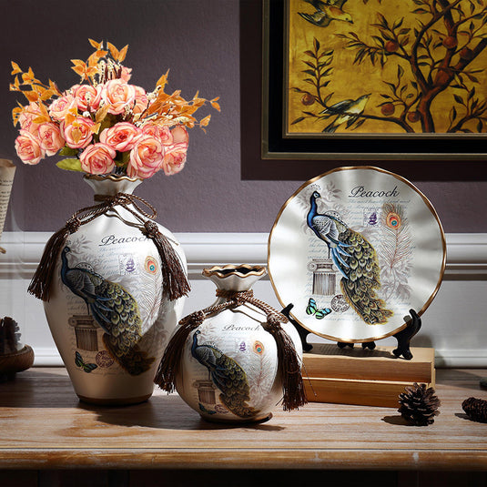 Ensemble de vases en céramique de style européen floral 3 pièces