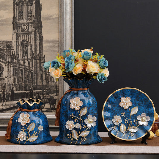 3-delt blomster keramisk vasesæt i europæisk stil