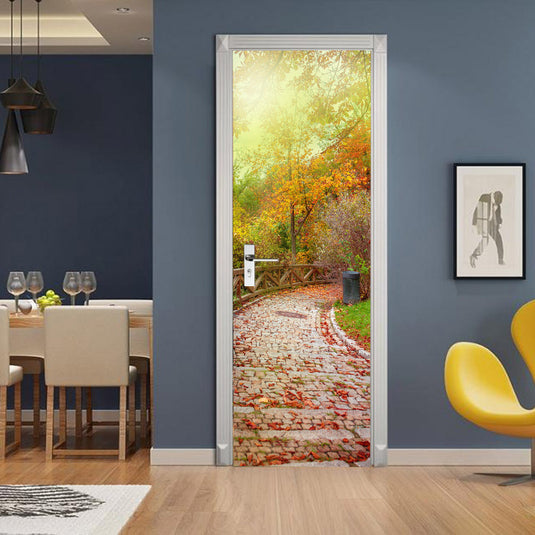 3D PVC Wall Stickers Self-adhesive Door Wallpaper Bookcase Art Living Room Poster Door Poster