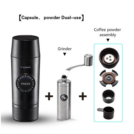 Machine à expresso portable à batterie rechargeable pour voyage en voiture, capsule de poudre de café à double usage, mini-machine électrique