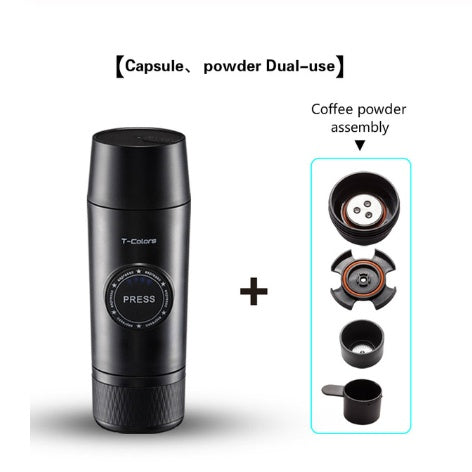 Machine à expresso portable à batterie rechargeable pour voyage en voiture, capsule de poudre de café à double usage, mini-machine électrique