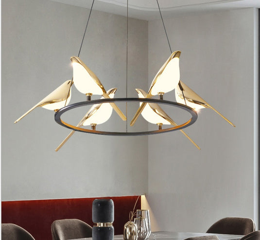 Nordic Minimalist Dining Table Bird Art Living Room Chandelier