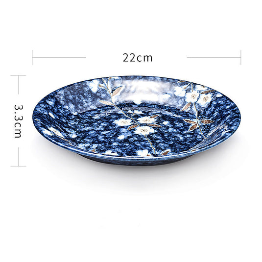 Ceramic Blue Sakura Tableware Mino-yaki Japanese Style Rice Bowl Dish