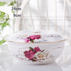 Household Bone China Soup Bowl With Lid